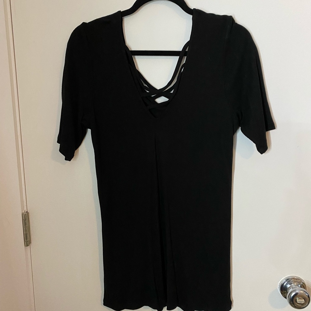 Black stretchy cross cross shirt never worn